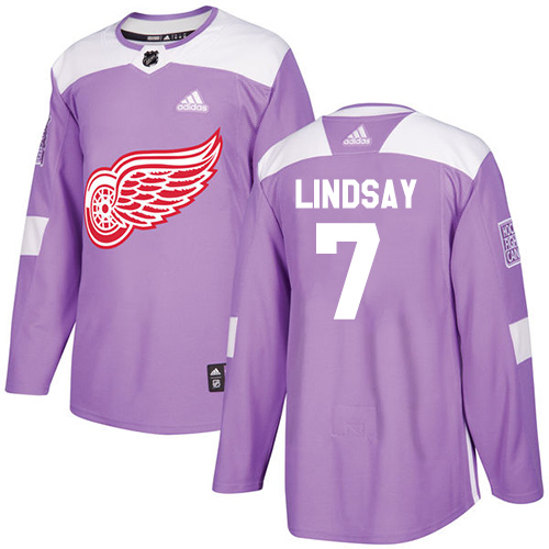 Adidas Red Wings #7 Ted Lindsay Purple Authentic Fights Cancer Stitched NHL Jersey